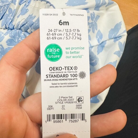 NWT Carters Baby Girl Light Blue & White Floral Dress Size 6M NEW - Picture 7 of 7